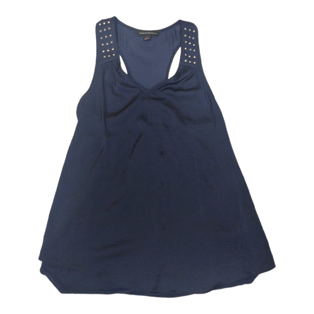 Rock & Republic Navy Blue Racerback Tank‎ with Studded Detail Size XS